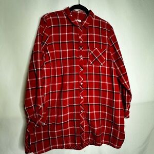 J. Jill Red and Black Flannel Button Down Shirt